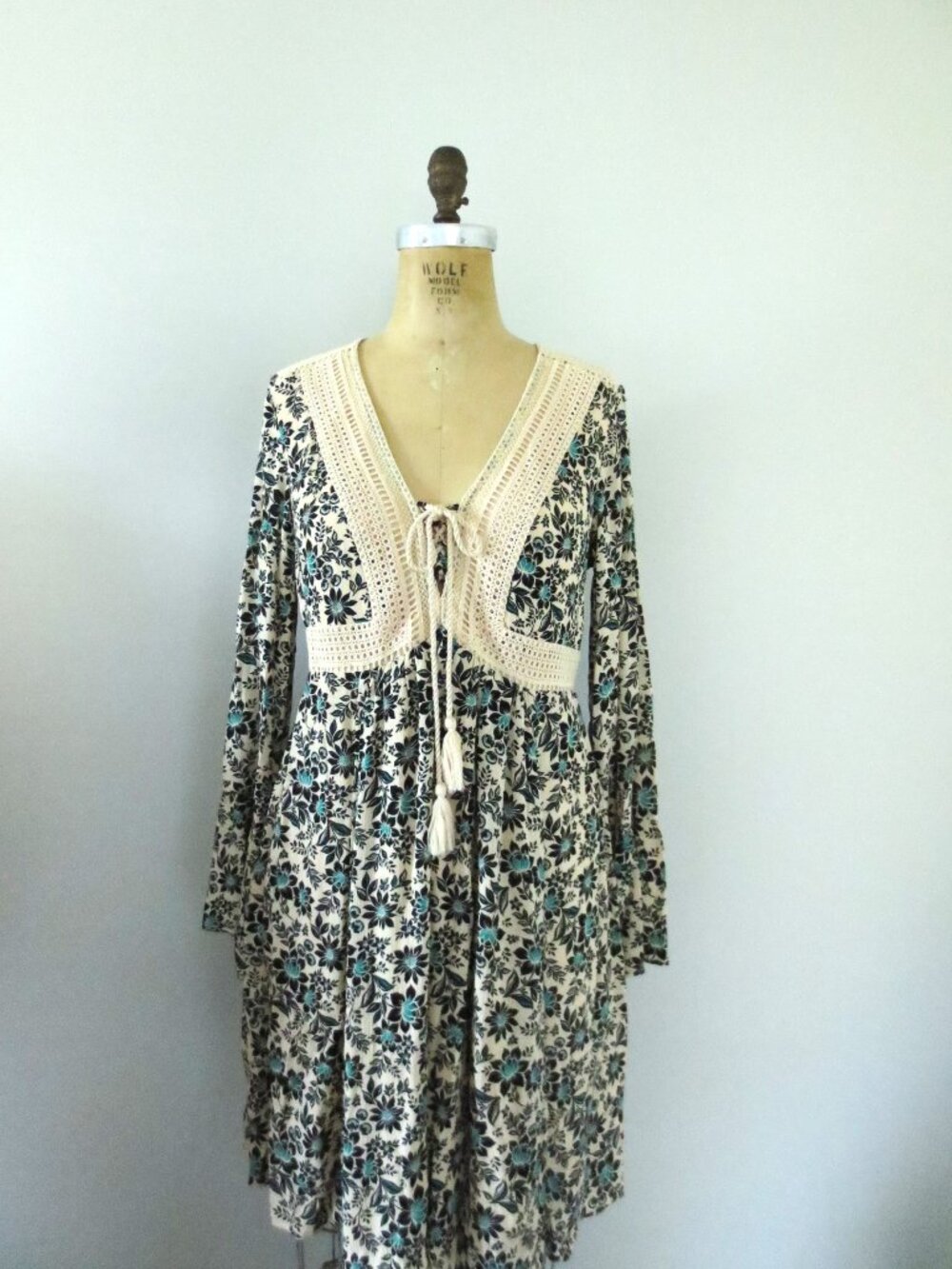 Torrid Boho Floral Navy Blue & Teal Mini Dress